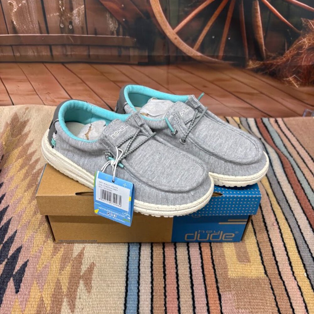 Youth Hey Dude Wally Stretch Grey Shoe - Picture 2 of 4